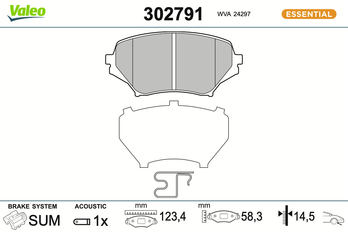 VALEO Bremseklodser 302791 foraksel for MAZDA