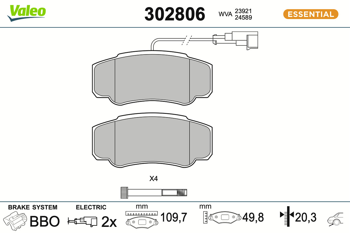 VALEO Bremseklodser 302806 bagaksel for NISSAN RENAULT TRUCKS