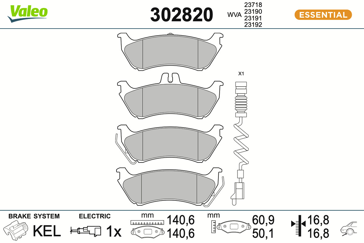 VALEO Bremseklodser 302820 bagaksel for MERCEDES-BENZ