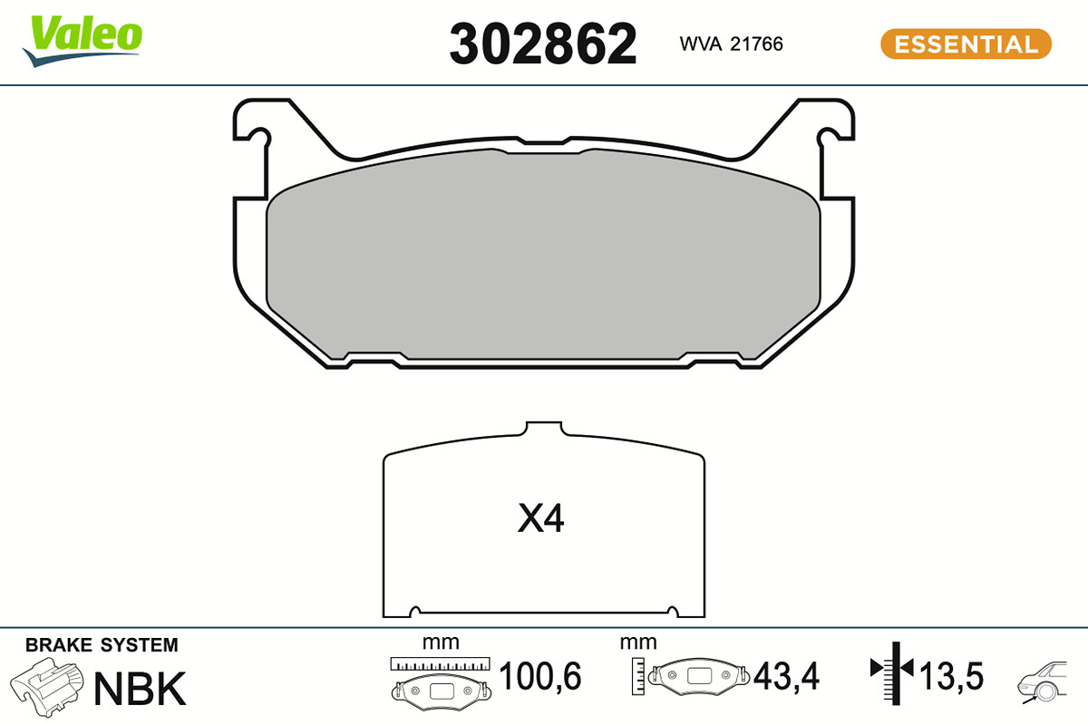 VALEO Bremseklodser 302862 bagaksel for FORD USA FORD ASIA & OCEANIA MAZDA