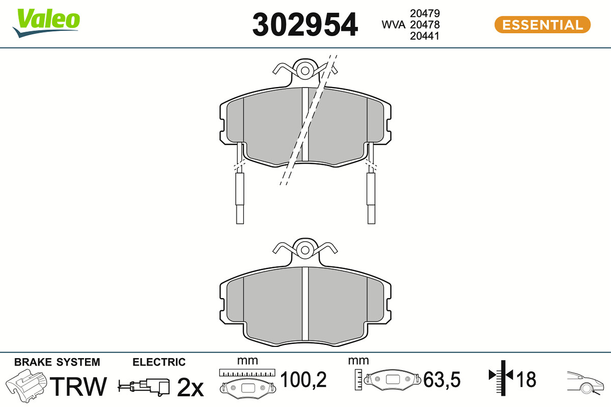 VALEO Bremseklodser 302954 foraksel for KAWEI AUTO PEUGEOT RENAULT LIFAN