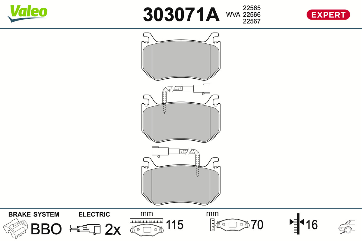 VALEO Bremseklodser 303071a bagaksel for ALFA ROMEO