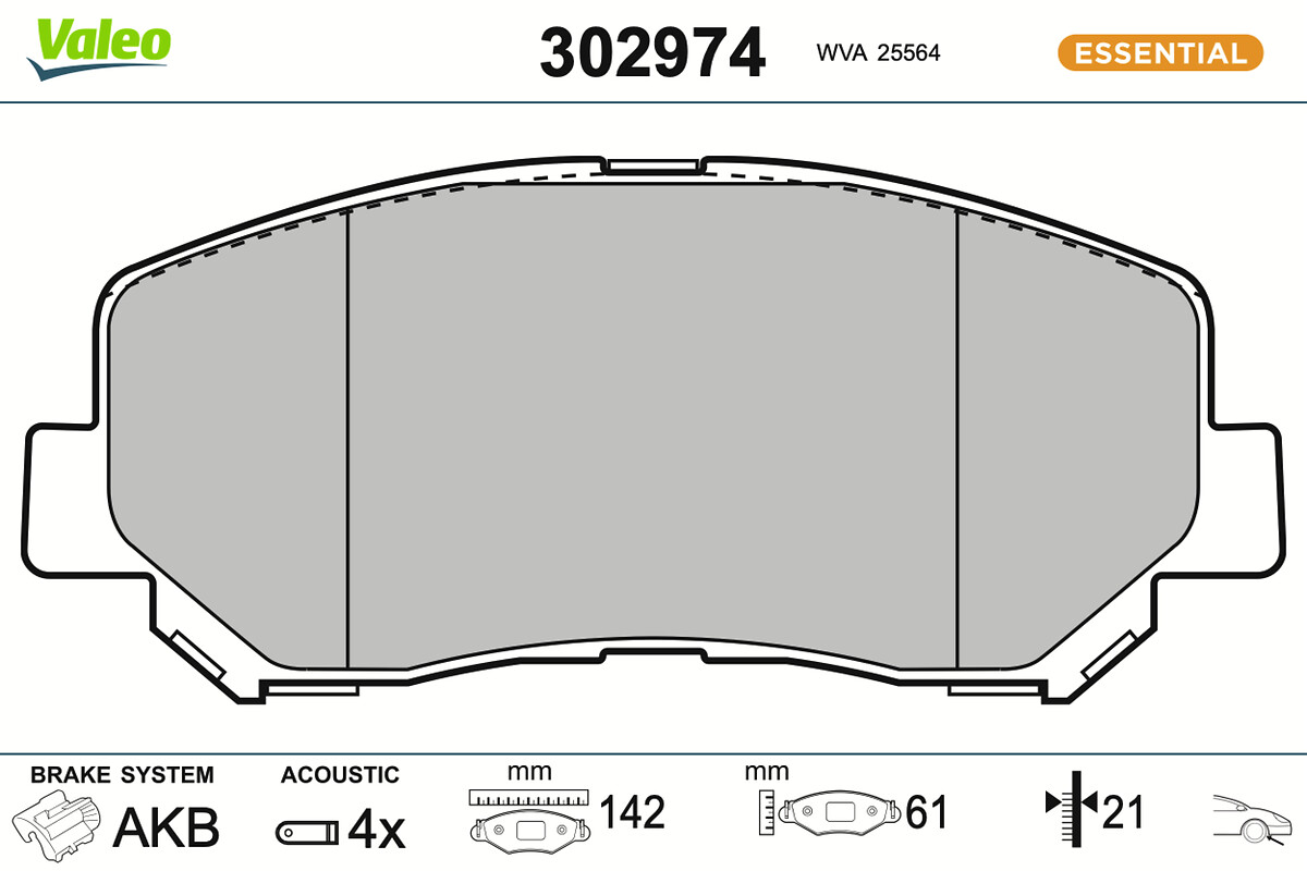VALEO Bremseklodser 302974 foraksel for JEEP (GAC FCA) JEEP