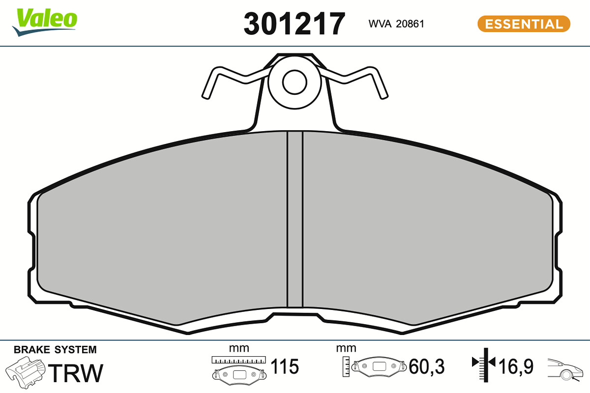 VALEO Bremseklodser 301217 foraksel for FORD SKODA VW