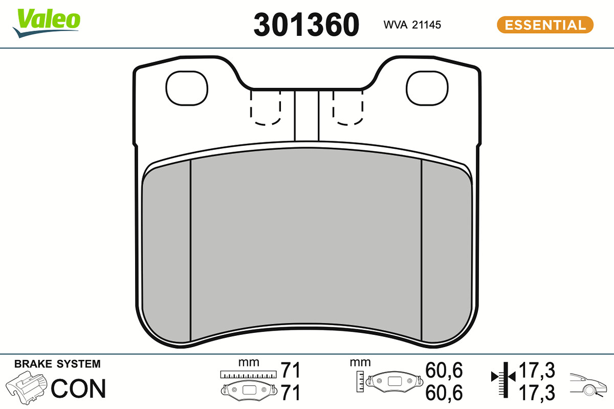 VALEO Bremseklodser 301360 foraksel for CITROËN PEUGEOT