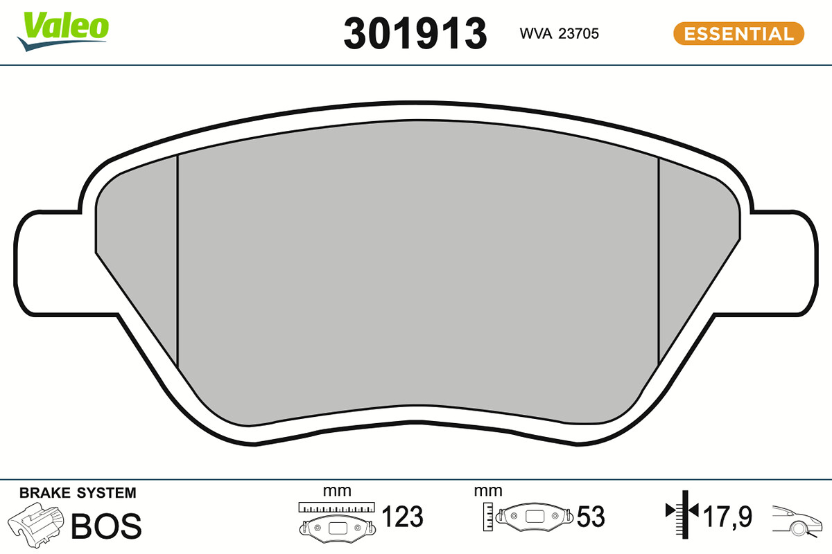 VALEO Bremseklodser 301913 foraksel for FIAT LANCIA