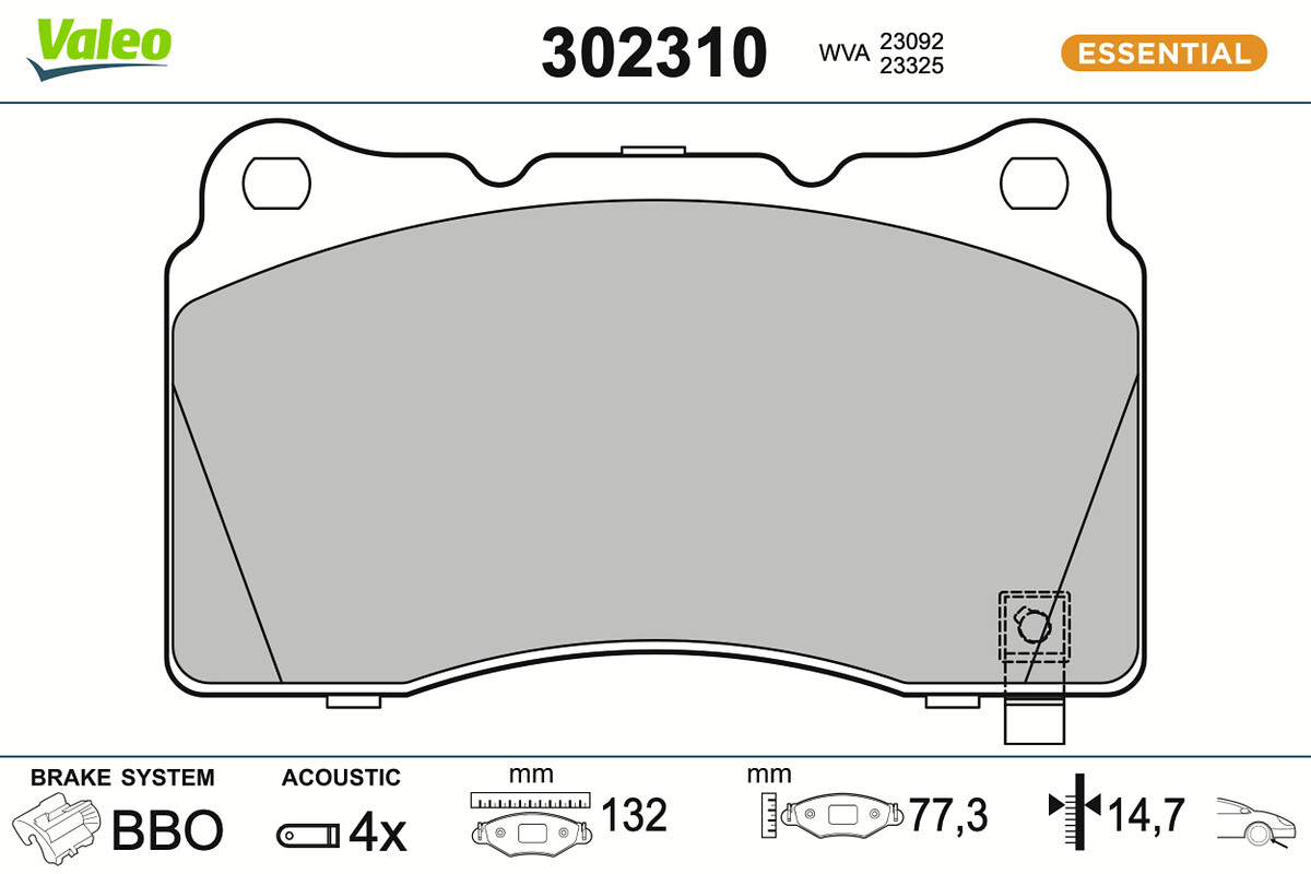 VALEO Bremseklodser 302310 for OPEL VAUXHALL CADILLAC (SGM) CADILLAC HYUNDAI FORD ASIA & OCEANIA FORD USA TESLA