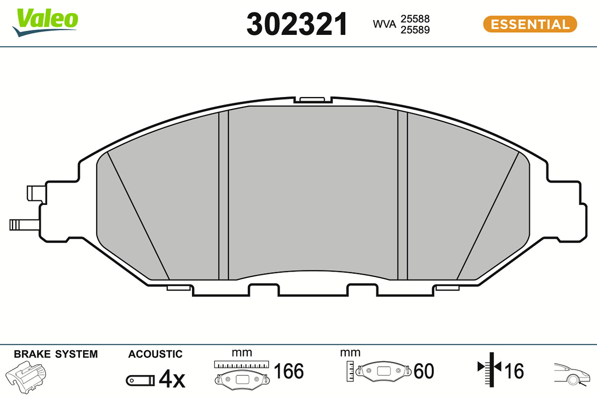 VALEO Bremseklodser 302321 foraksel for INFINITI NISSAN