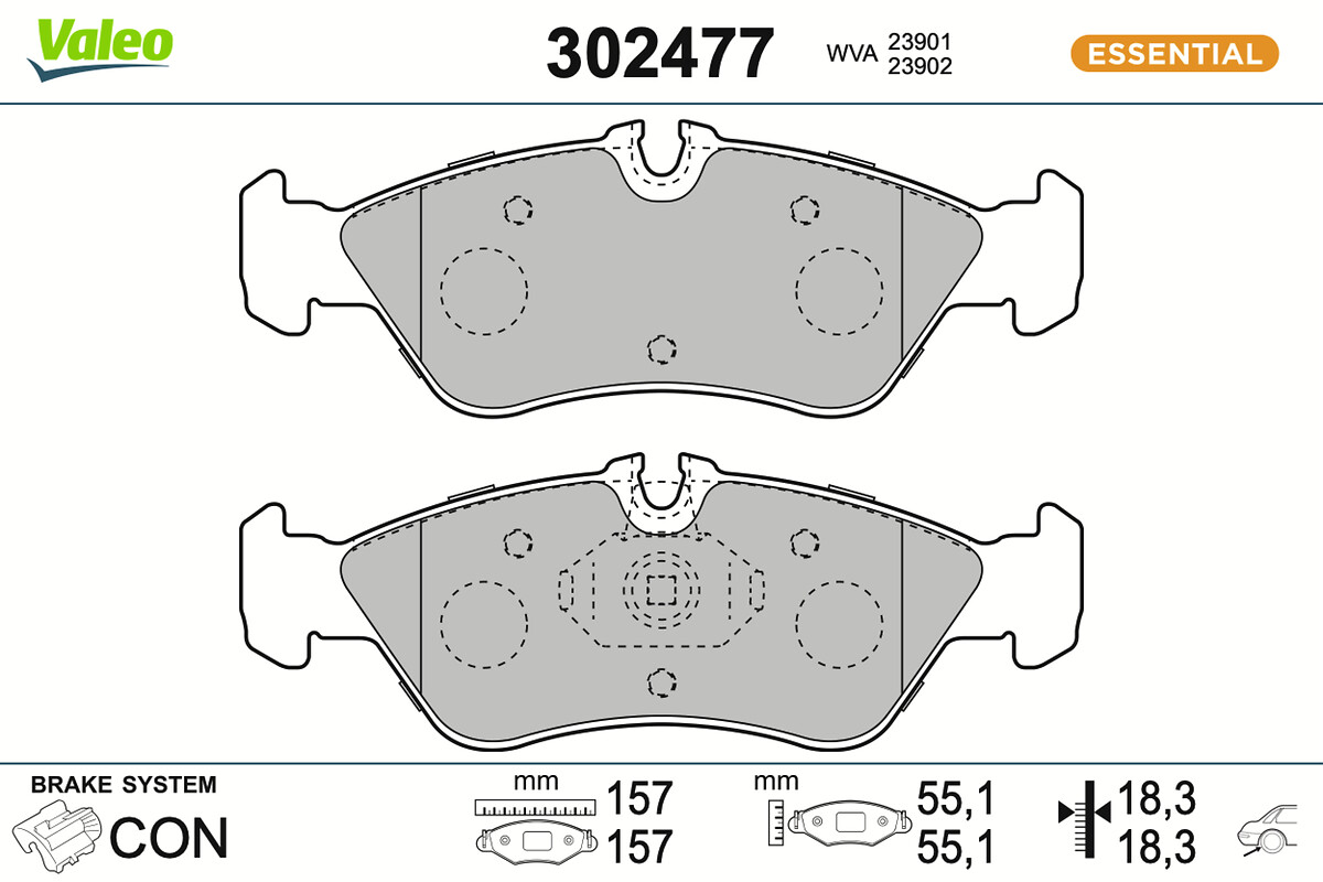 VALEO Bremseklodser 302477 for MERCEDES-BENZ
