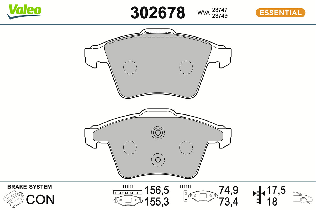 VALEO Bremseklodser 302678 foraksel for VW