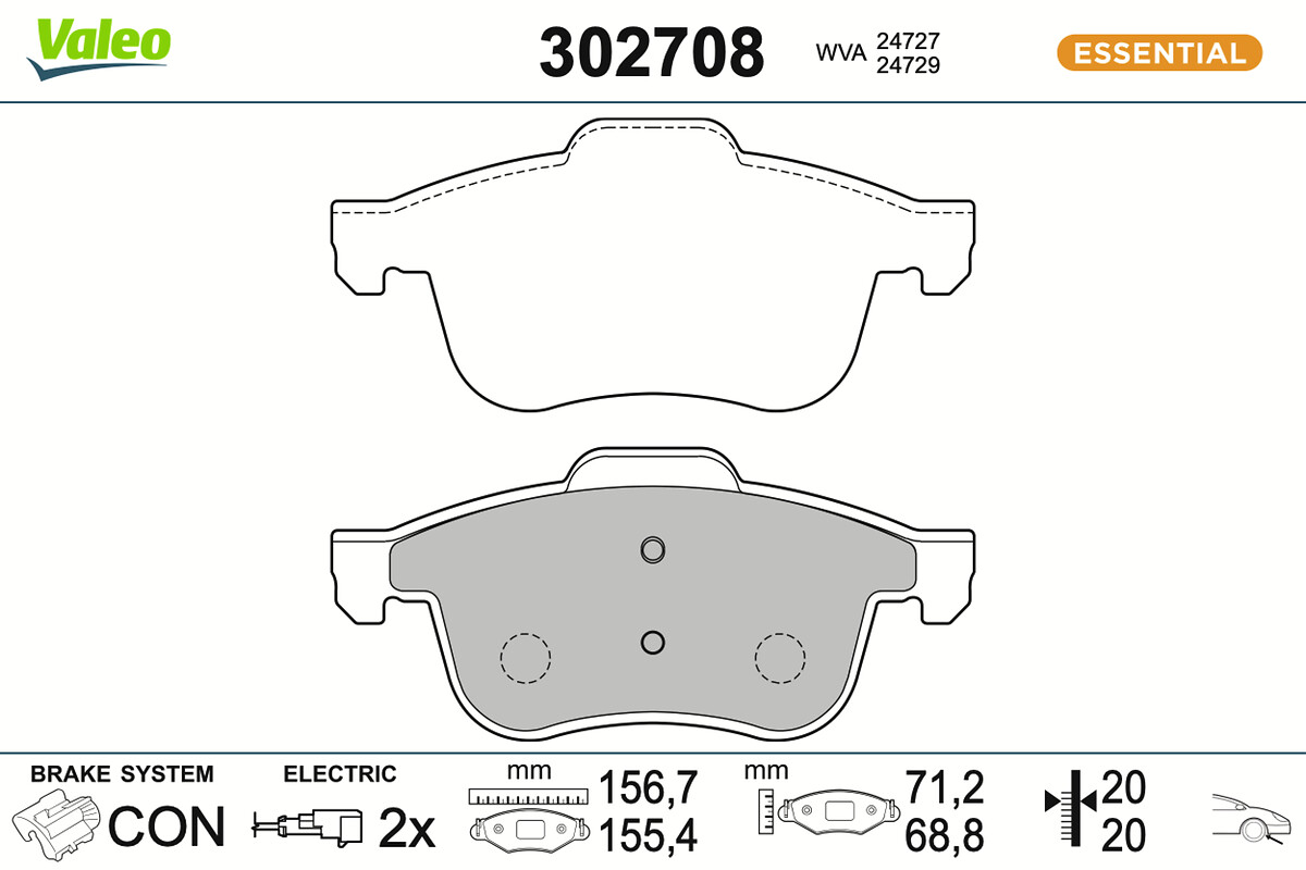 VALEO Bremseklodser 302708 foraksel for OPEL FIAT LANCIA VAUXHALL