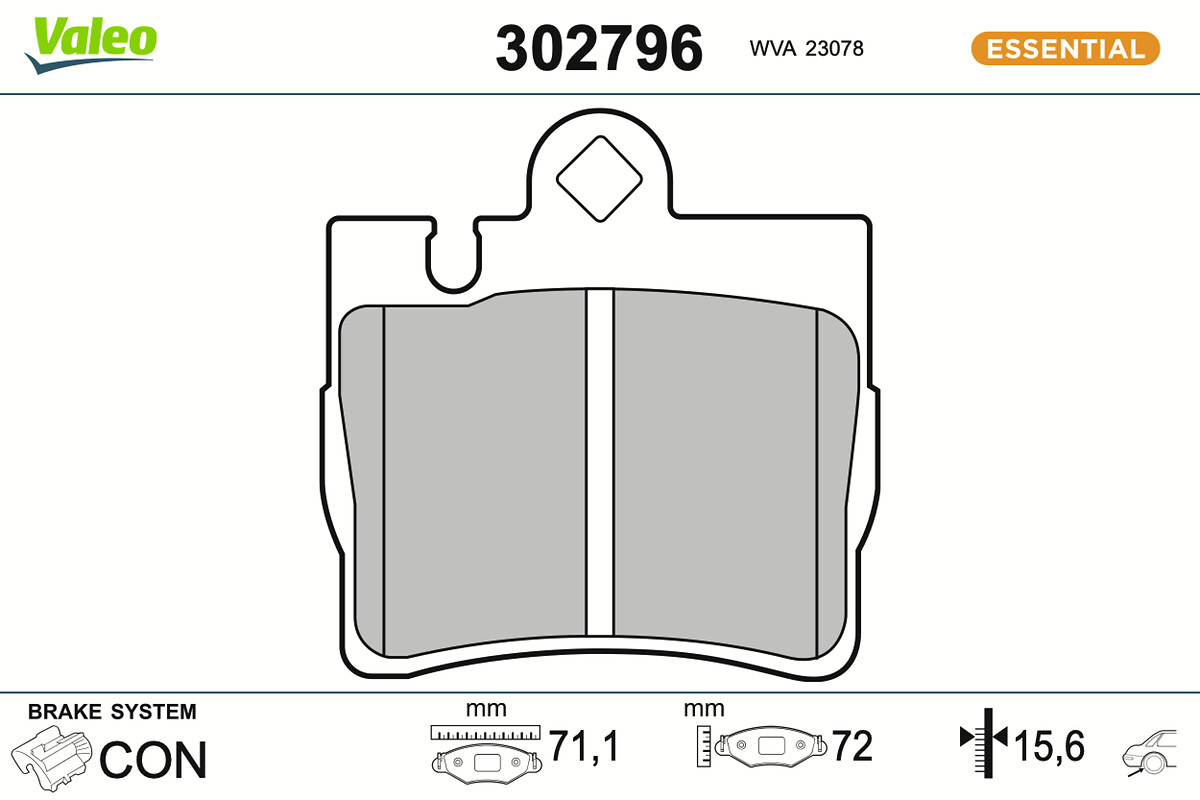 VALEO Bremseklodser 302796 bagaksel for MERCEDES-BENZ