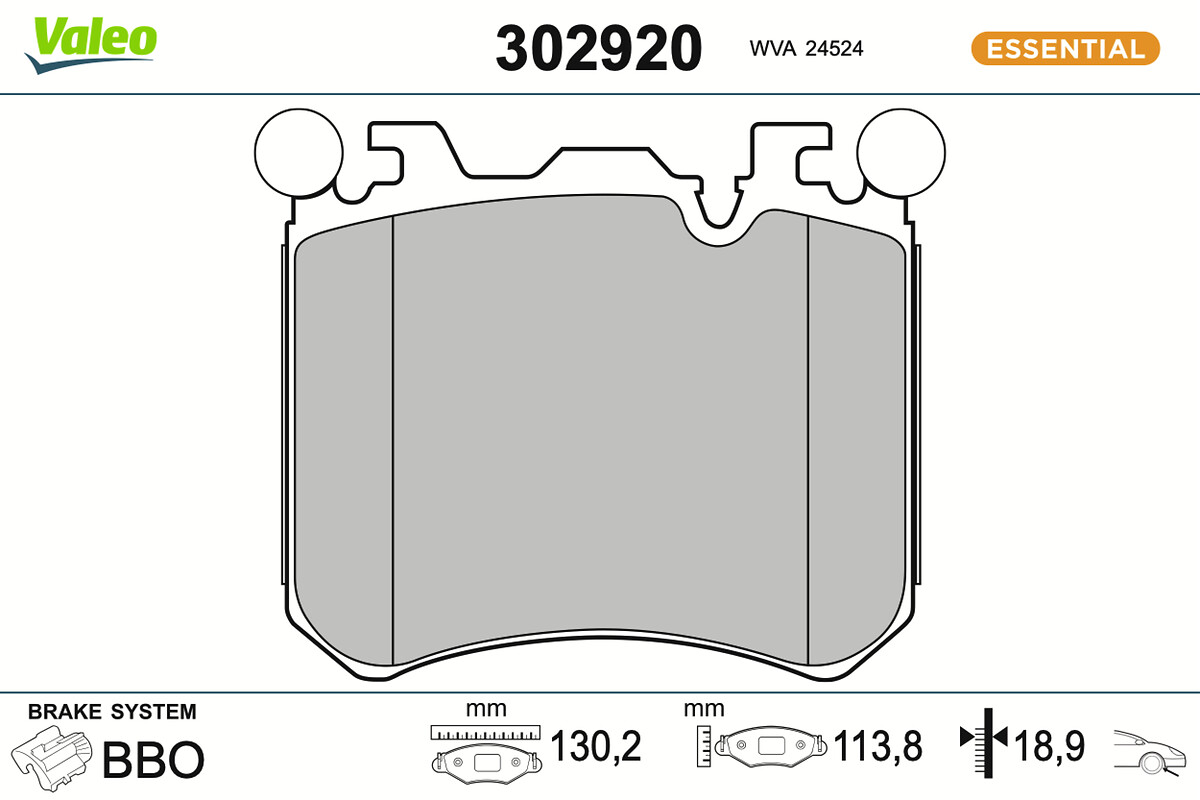 VALEO Bremseklodser 302920 foraksel for ROLLS-ROYCE