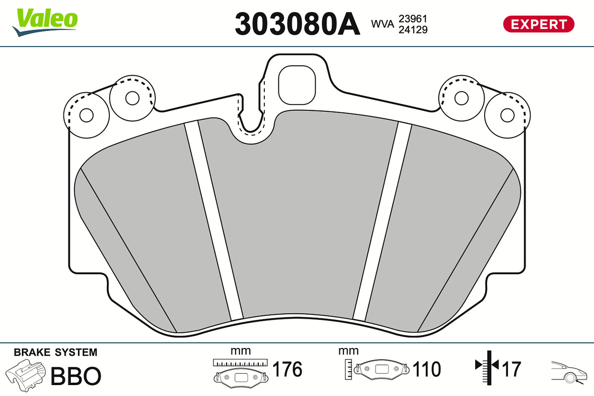 VALEO Bremseklodser 303080a foraksel for AUDI PORSCHE