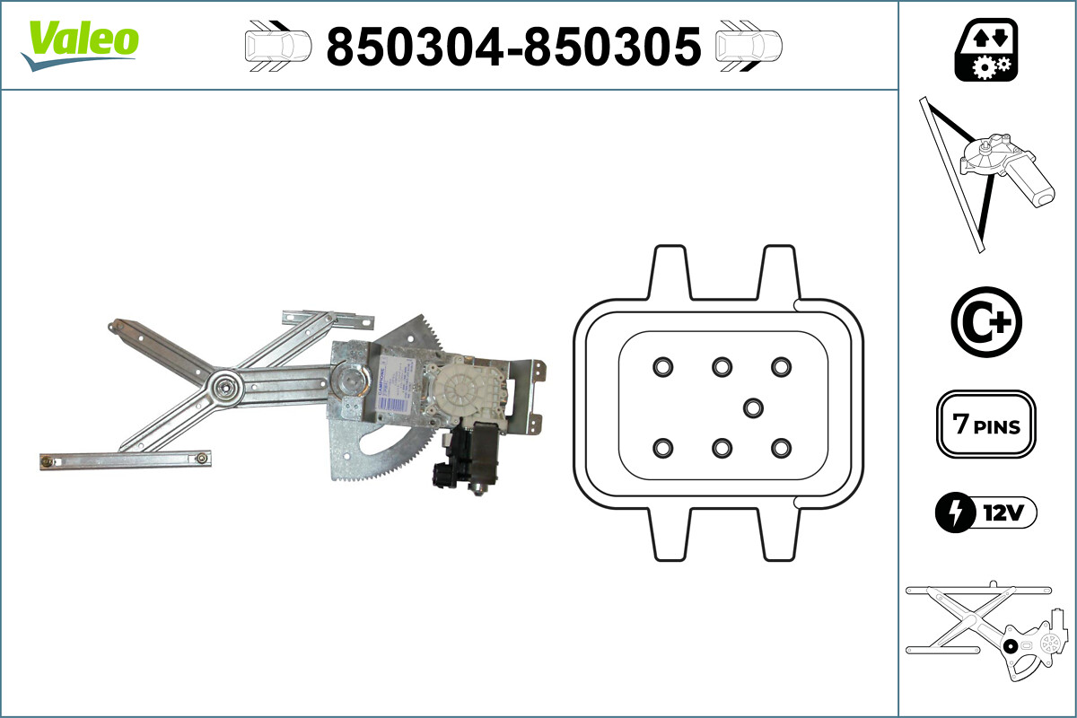 VALEO Vinduesløfter 850305 foran til højre for OPEL VAUXHALL