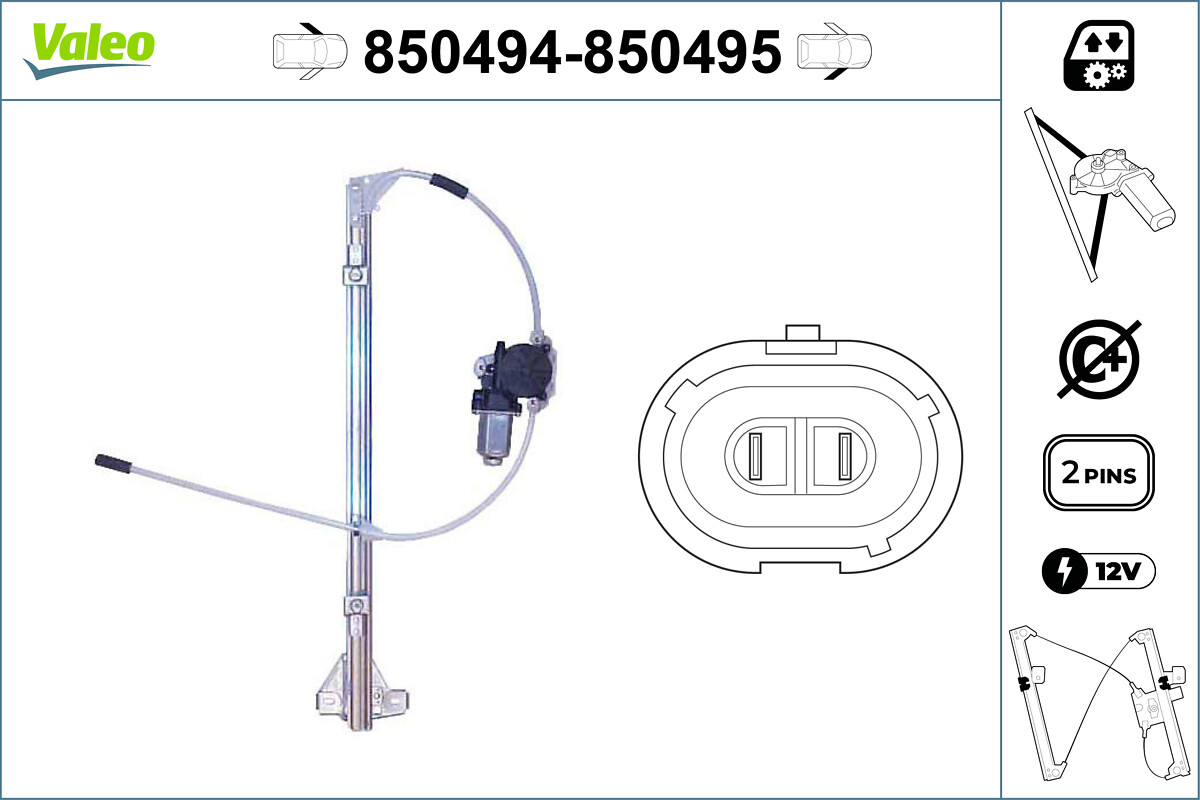 VALEO Vinduesløfter 850495 foran til højre for OPEL IVECO NISSAN RENAULT
