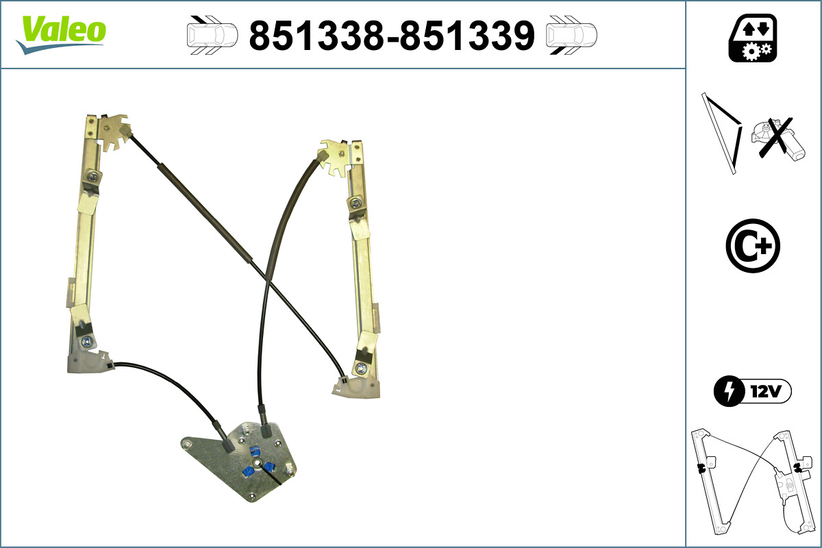 VALEO Vinduesløfter 851339 bagved til højre for FORD