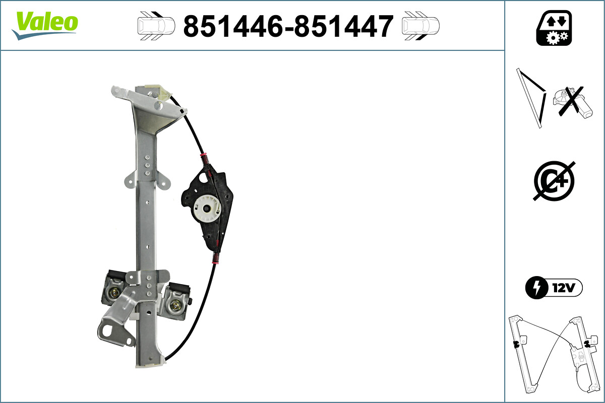 VALEO Vinduesløfter 851447 foran til højre for FORD