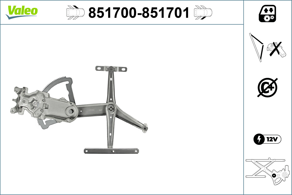 VALEO Vinduesløfter 851701 foran til højre for OPEL VAUXHALL