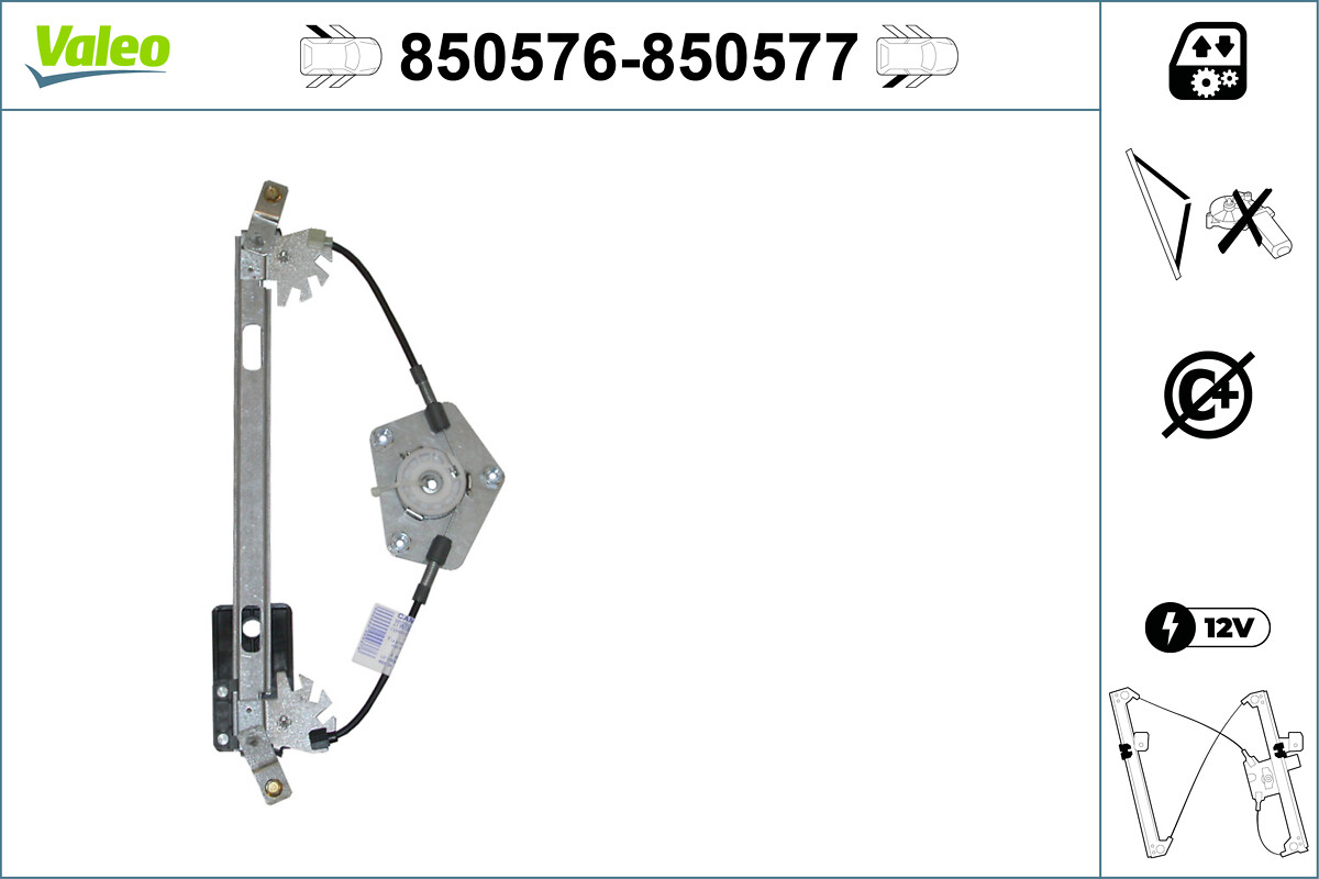VALEO Vinduesløfter 850577 bagved til højre for VW