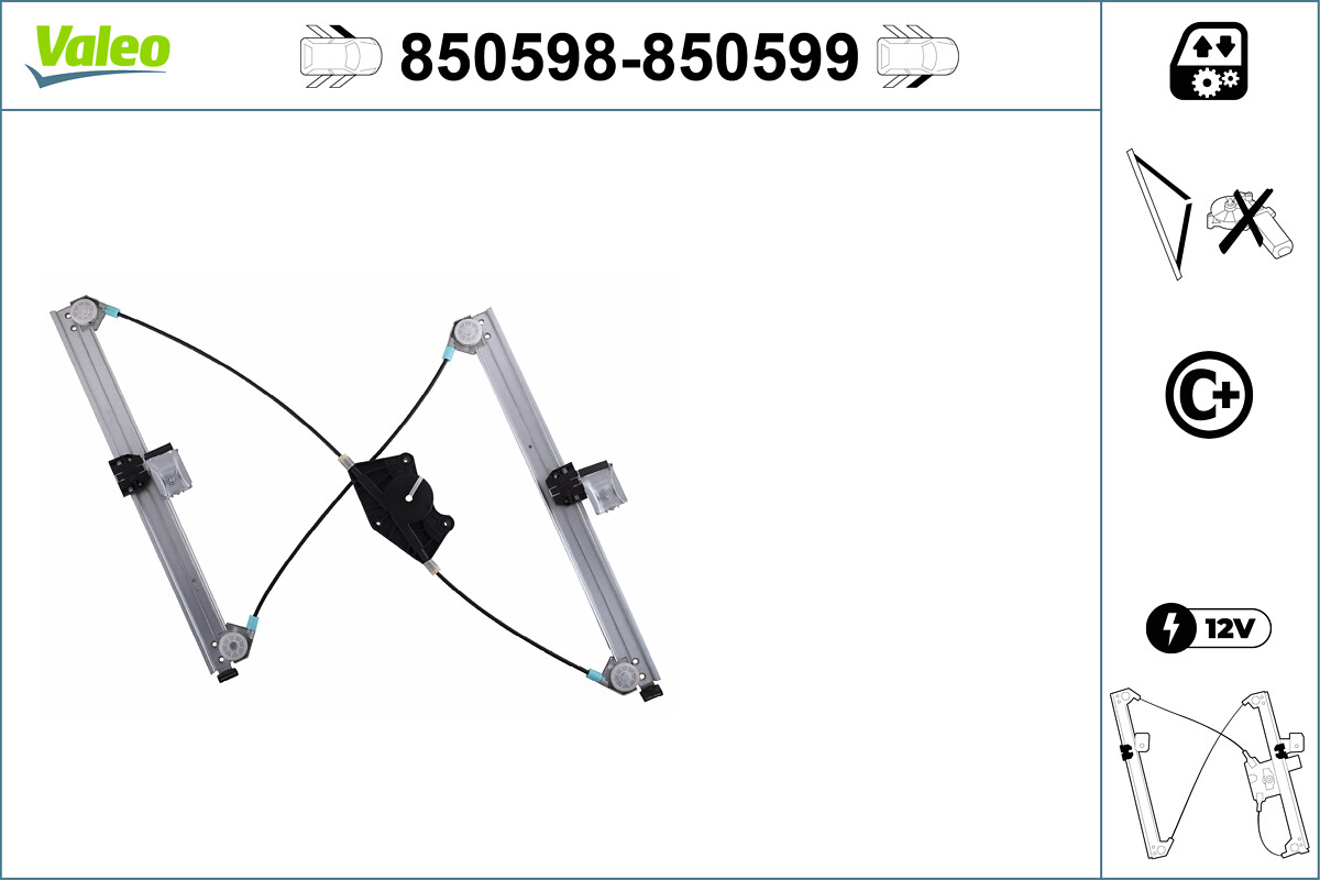 VALEO Vinduesløfter 850598 foran til venstre for SEAT