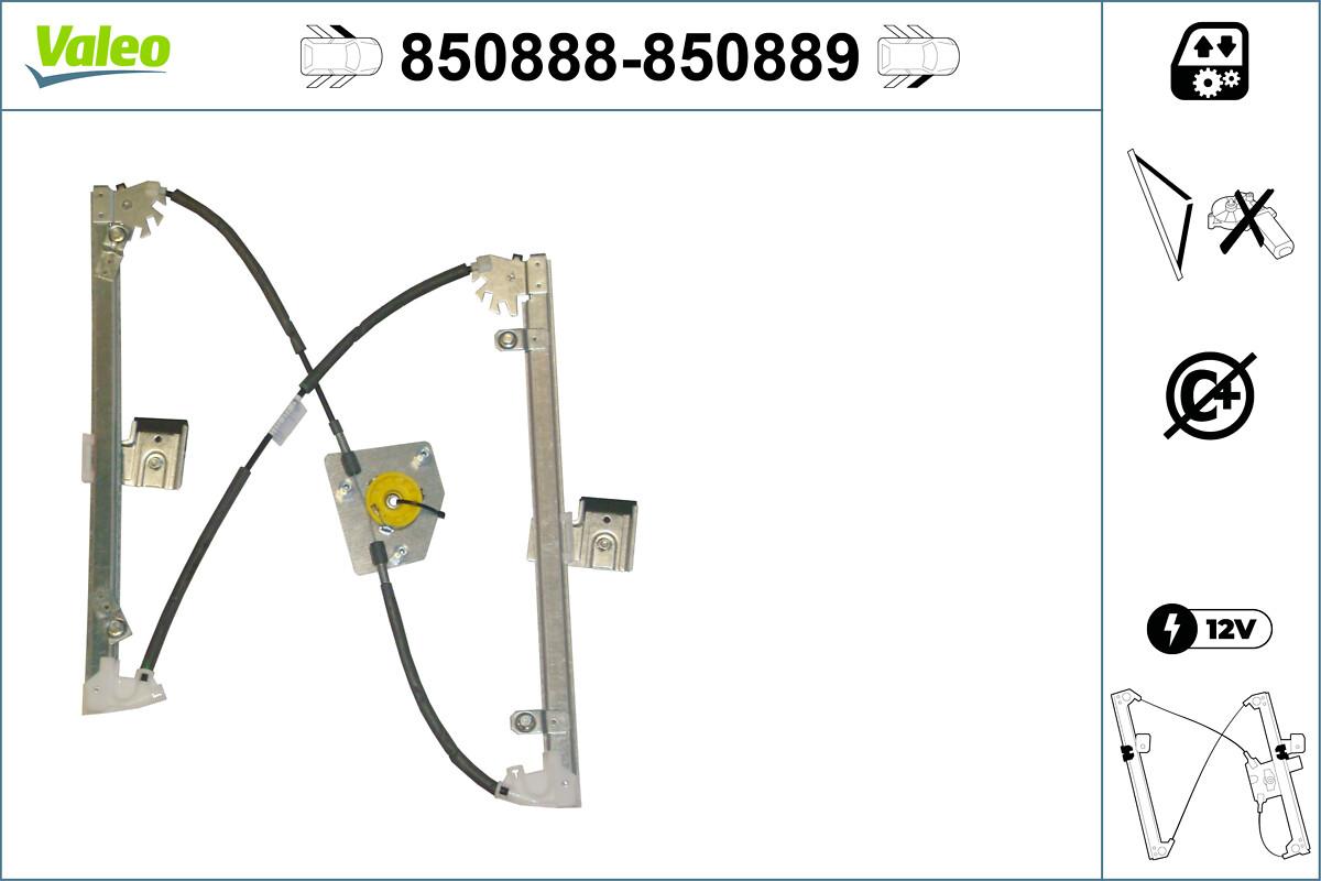 VALEO Vinduesløfter 850889 foran til højre for HYUNDAI
