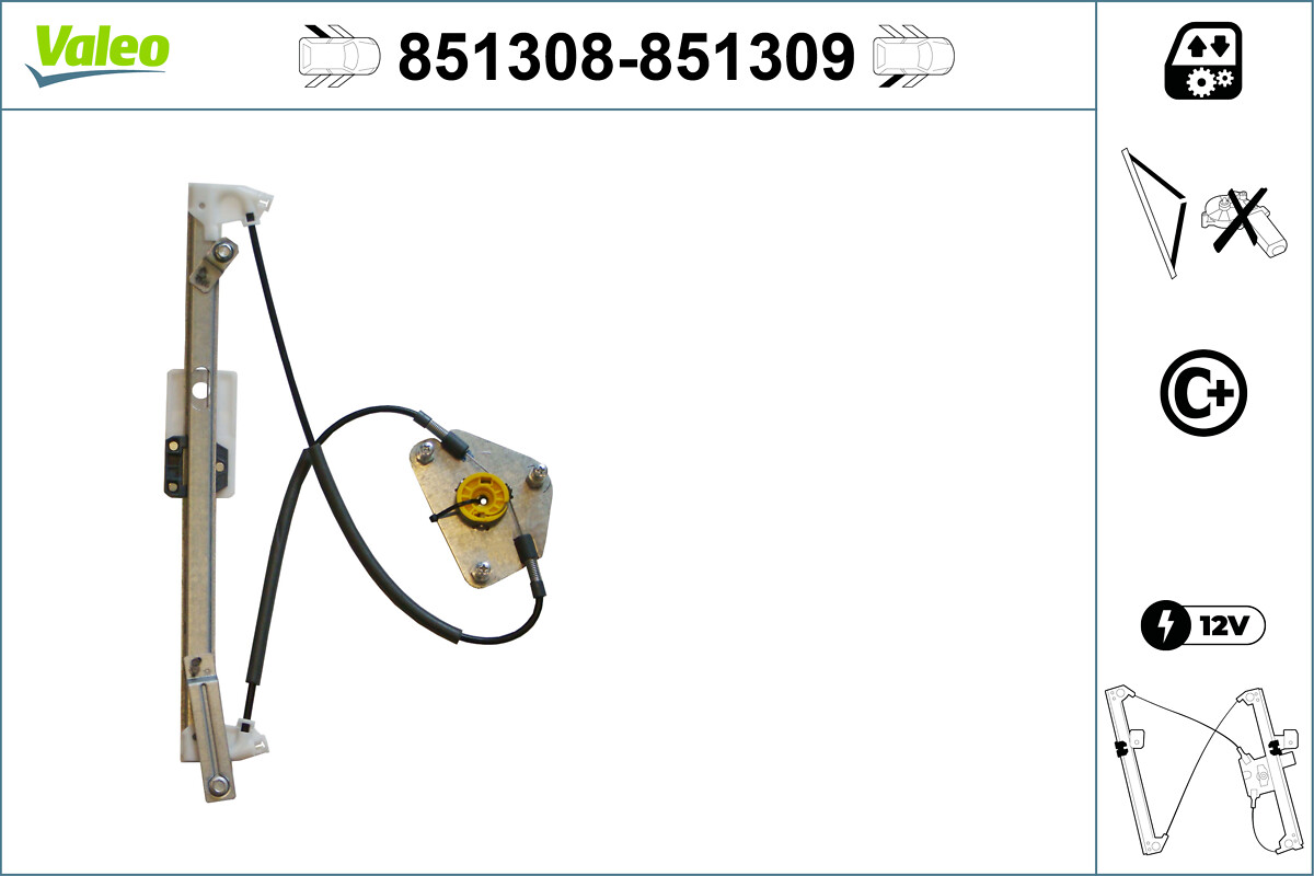 VALEO Vinduesløfter 851308 bagved til venstre for VW