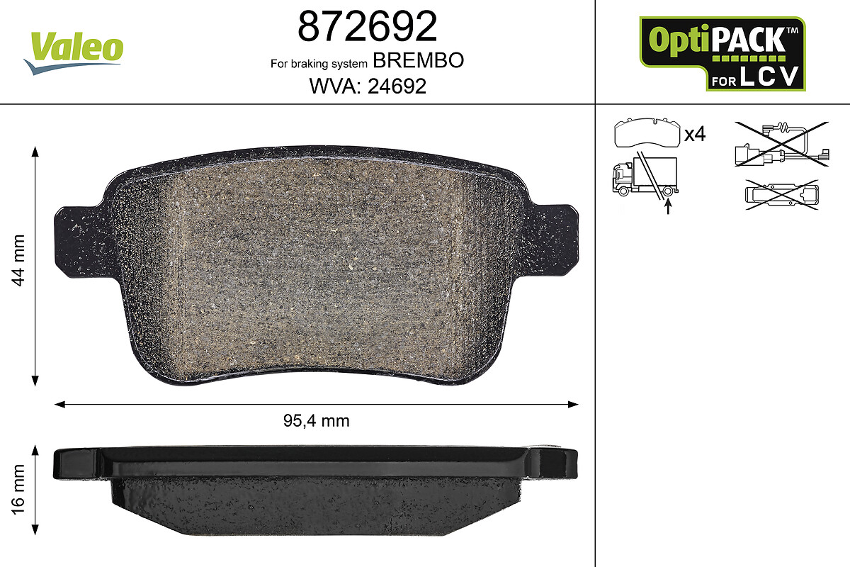 VALEO Bremseklodser 872692 bagaksel for MERCEDES-BENZ RENAULT