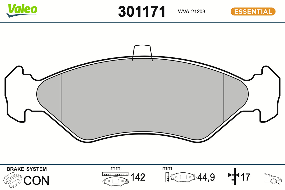 VALEO Bremseklodser 301171 foraksel for FORD