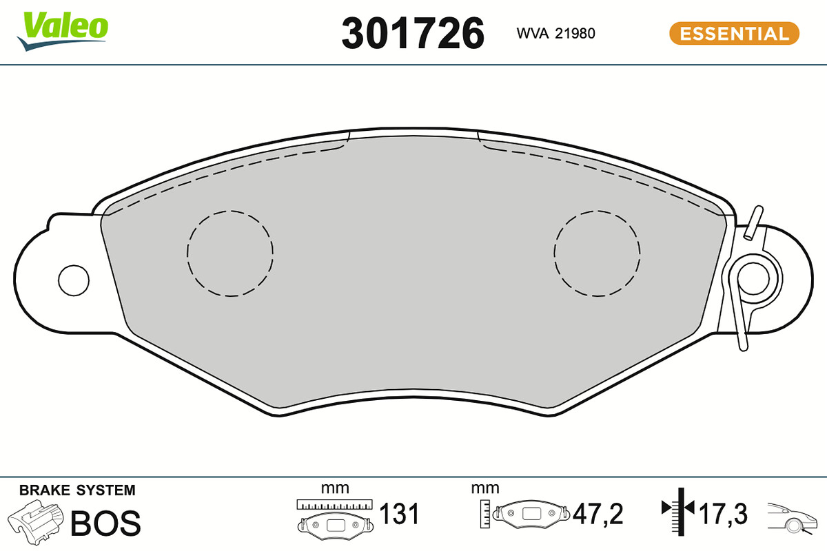 VALEO Bremseklodser 301726 foraksel for CITROËN PEUGEOT NISSAN RENAULT