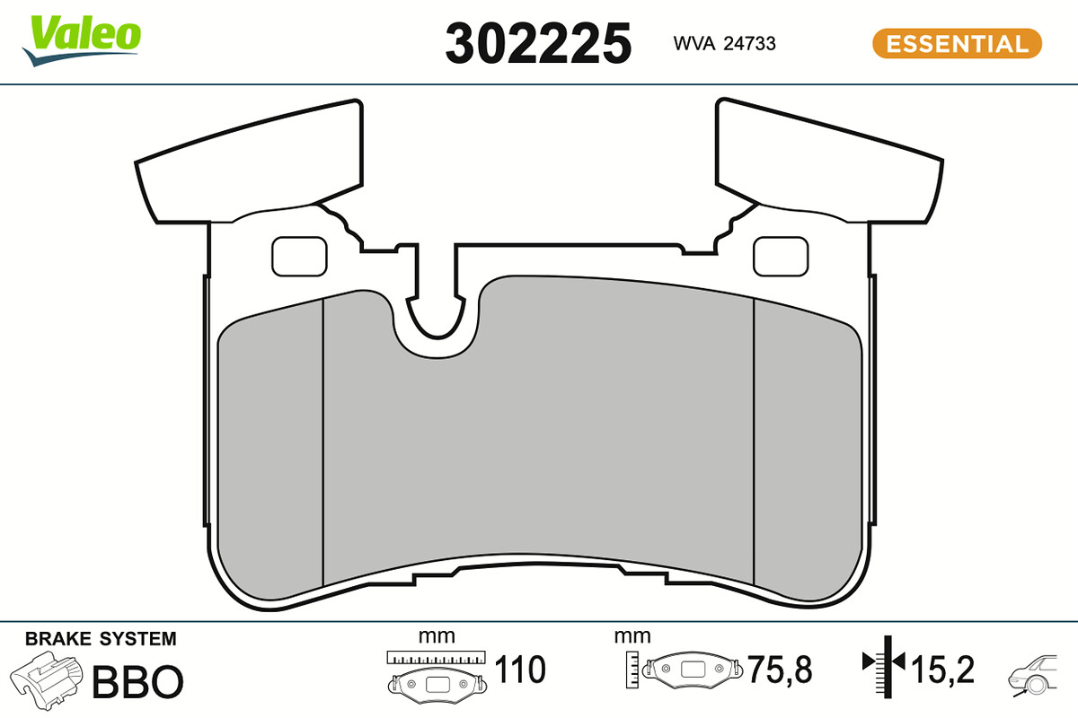 VALEO Bremseklodser 302225 bagaksel for MERCEDES-BENZ