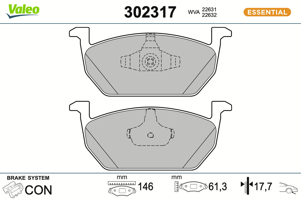 VALEO Bremseklodser 302317 foraksel for AUDI VW VW (SVW) SEAT