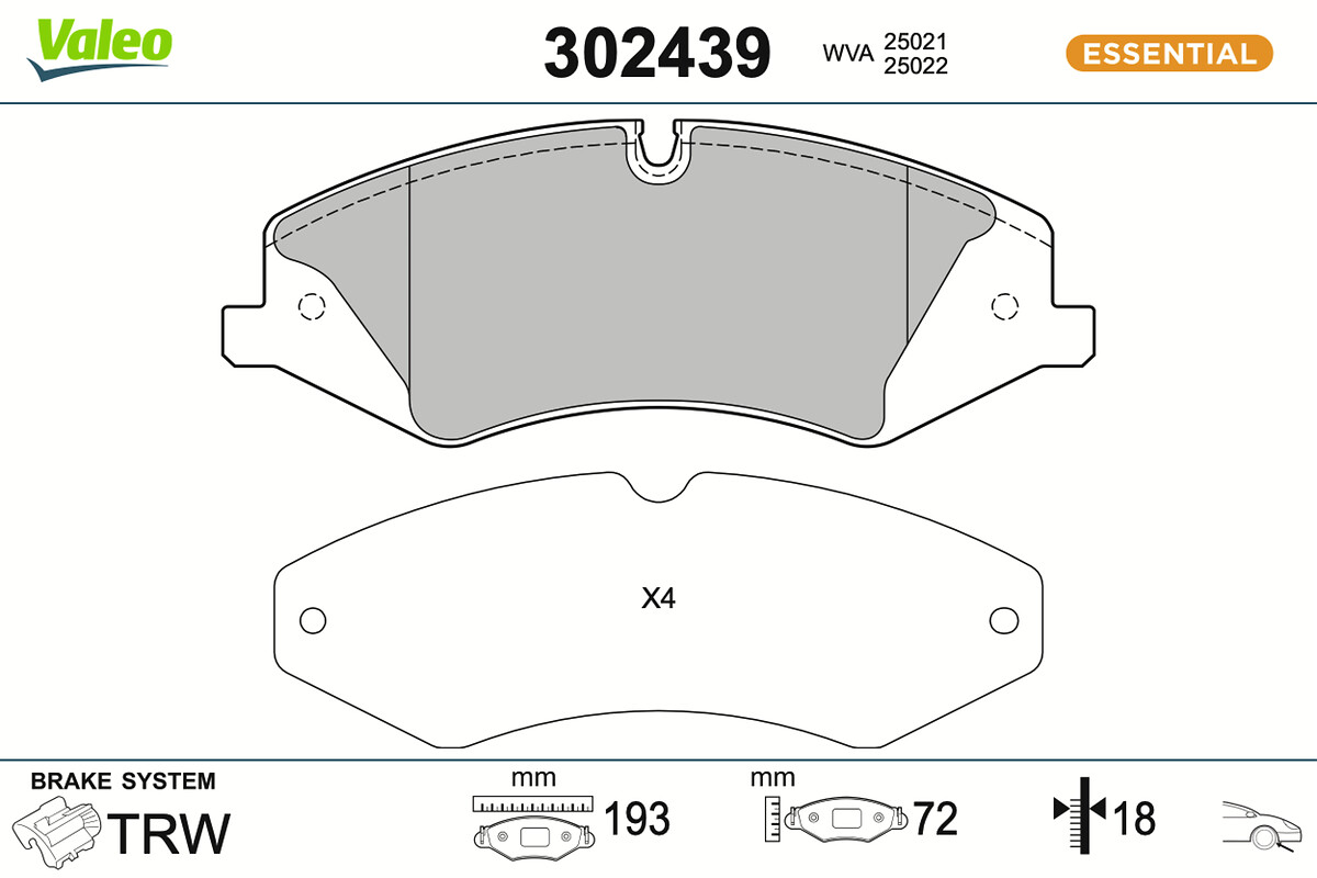 VALEO Bremseklodser 302439 foraksel for LAND ROVER