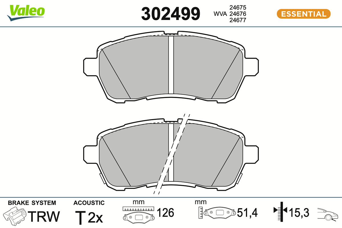 VALEO Bremseklodser 302499 foraksel for DAIHATSU SUZUKI