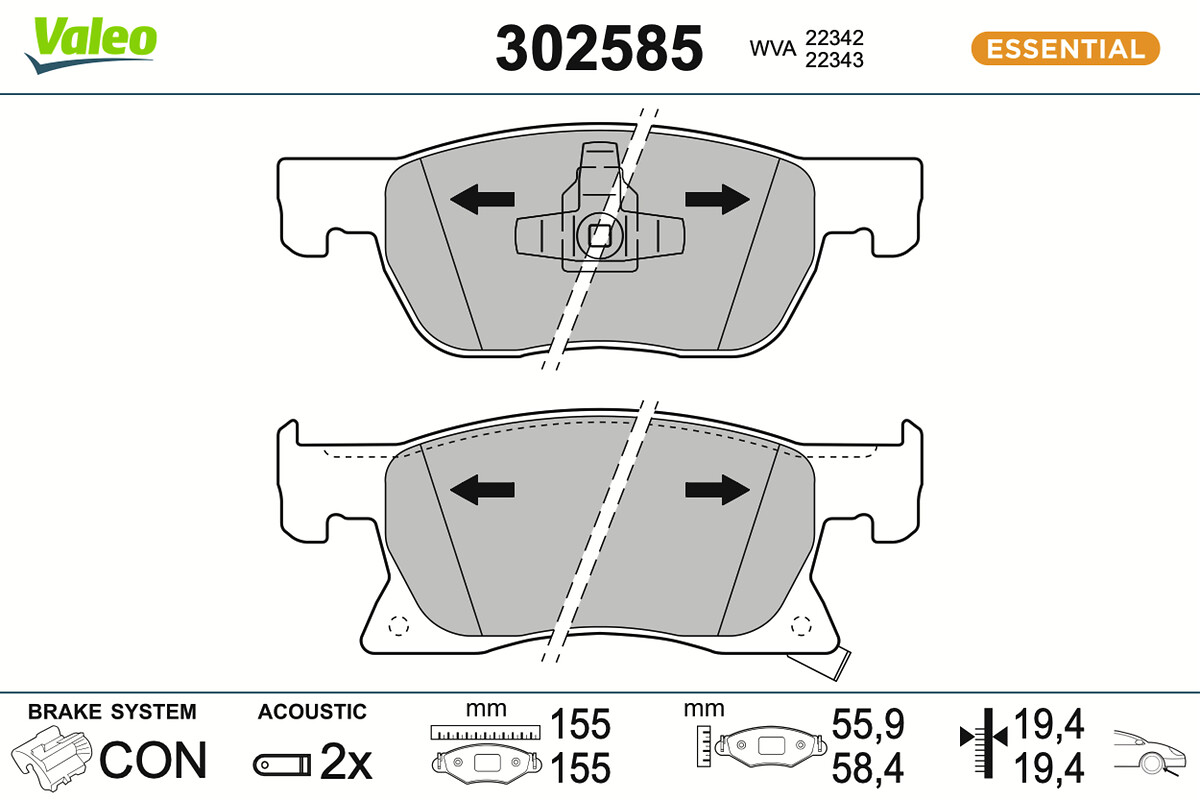 VALEO Bremseklodser 302585 foraksel for VAUXHALL