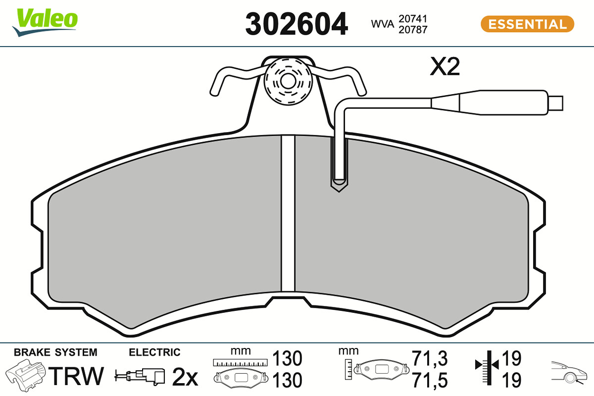 VALEO Bremseklodser 302604 foraksel for PEUGEOT FIAT CITROËN