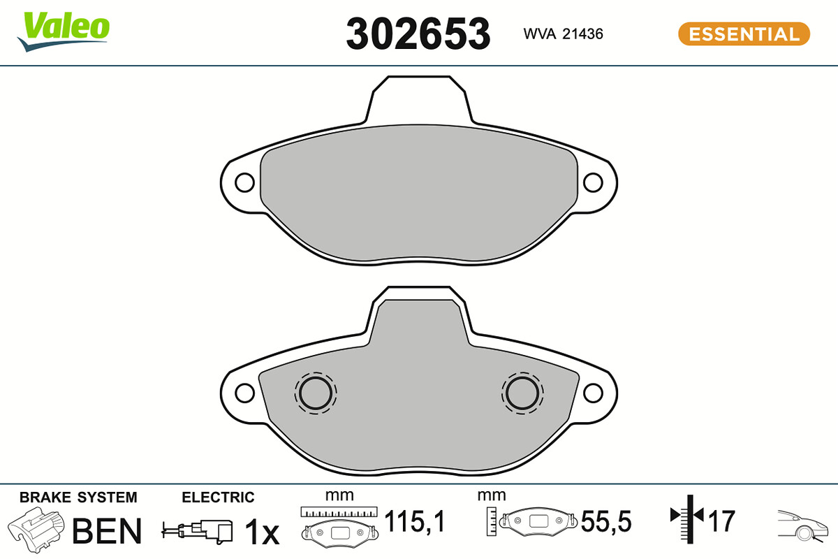 VALEO Bremseklodser 302653 foraksel for FORD FIAT LANCIA