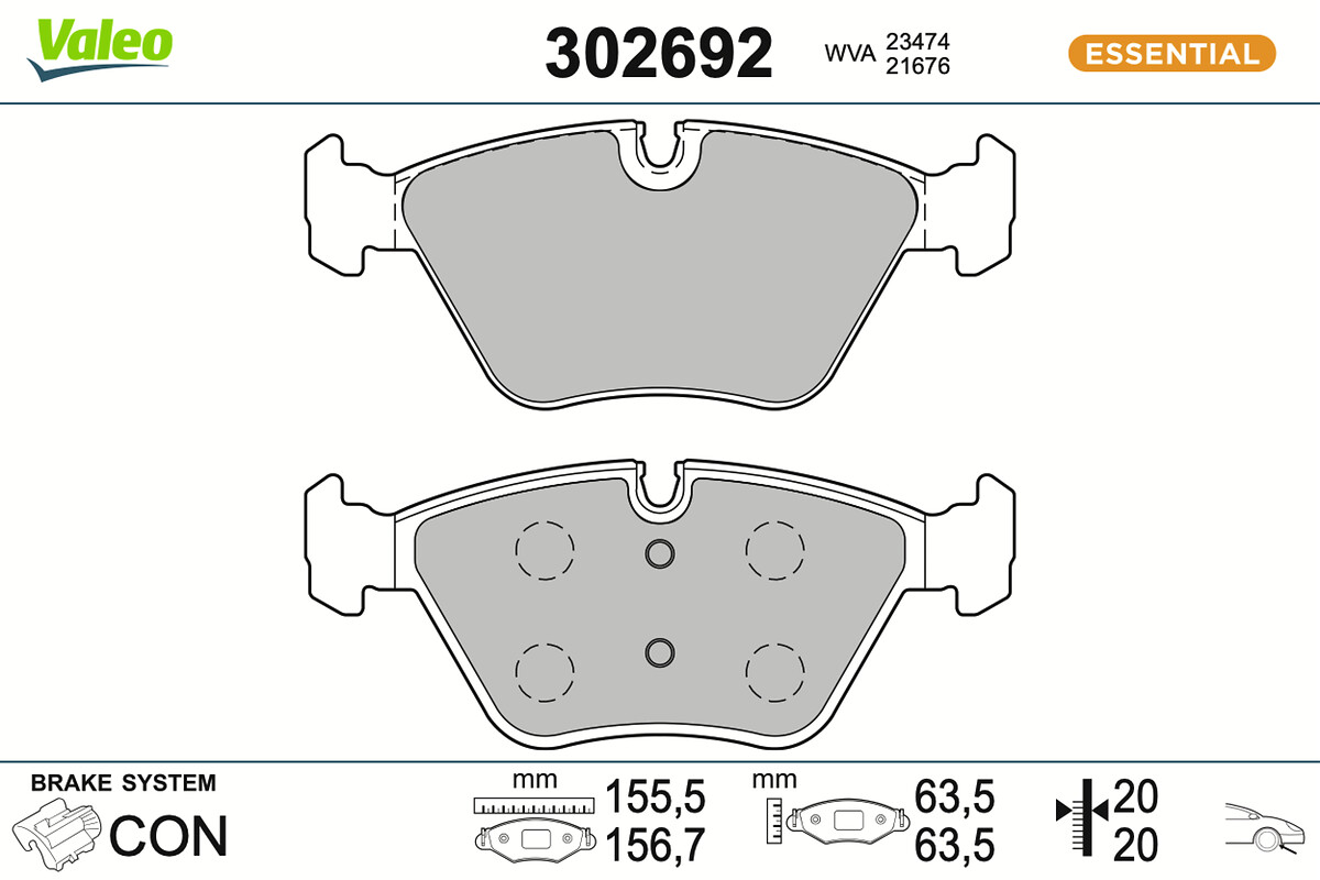 VALEO Bremseklodser 302692 foraksel for BMW