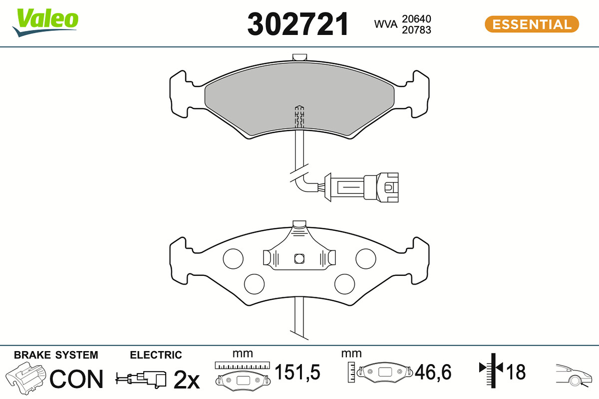 VALEO Bremseklodser 302721 foraksel for FORD