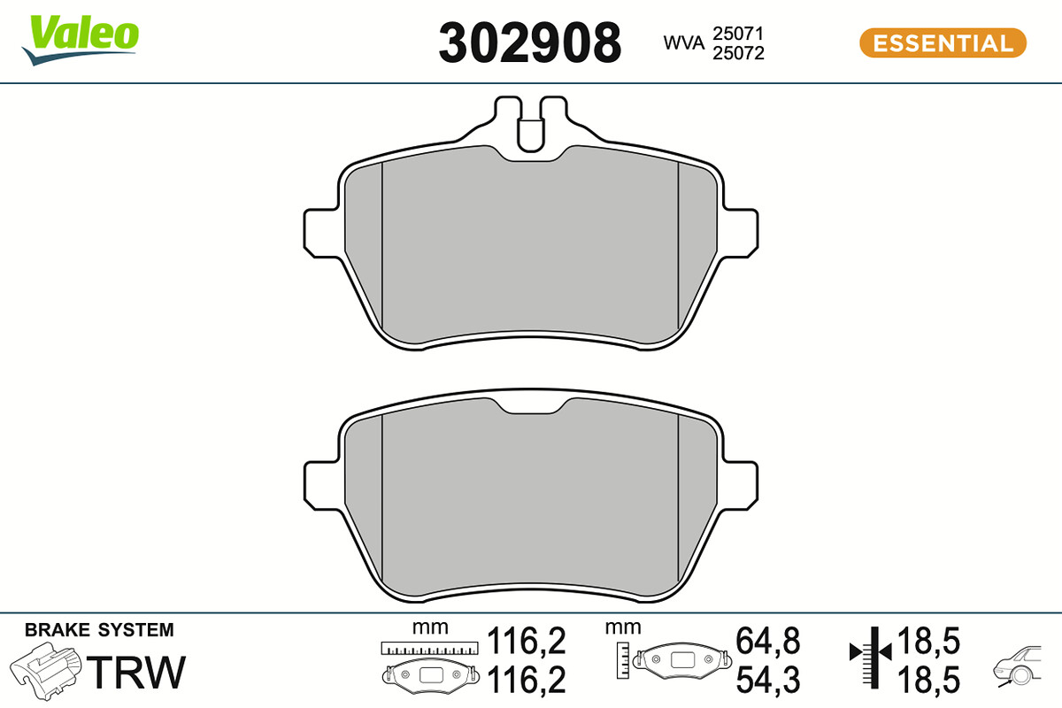 VALEO Bremseklodser 302908 bagaksel for MERCEDES-BENZ BRABUS
