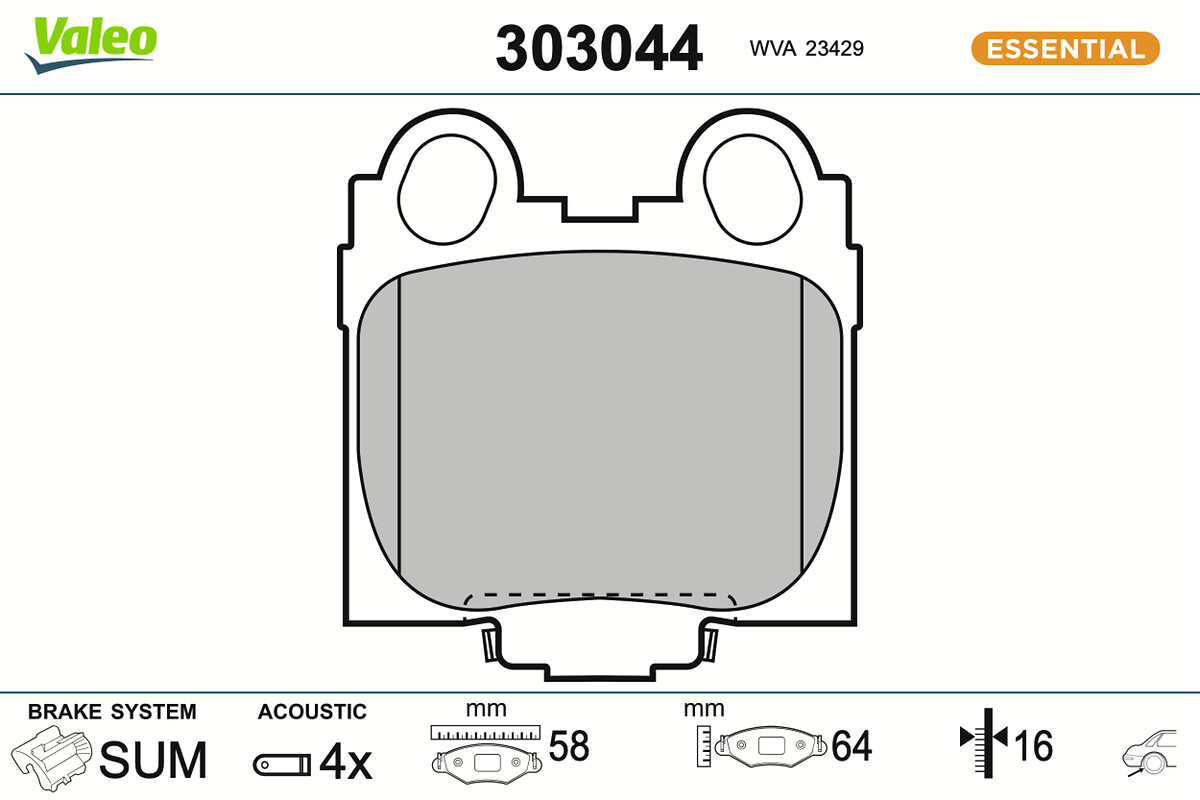 VALEO Bremseklodser 303044 bagaksel for TOYOTA LEXUS