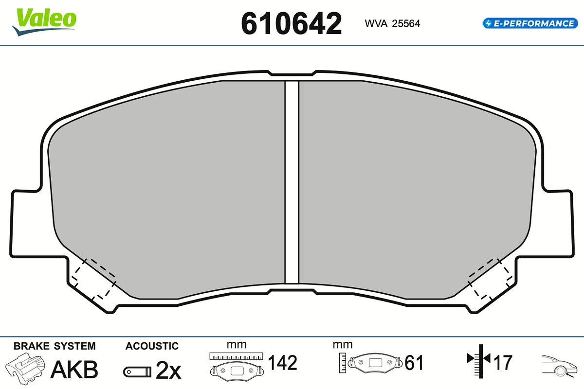 VALEO Bremseklodser 610642 foraksel for MAZDA MAZDA (CHANGAN)
