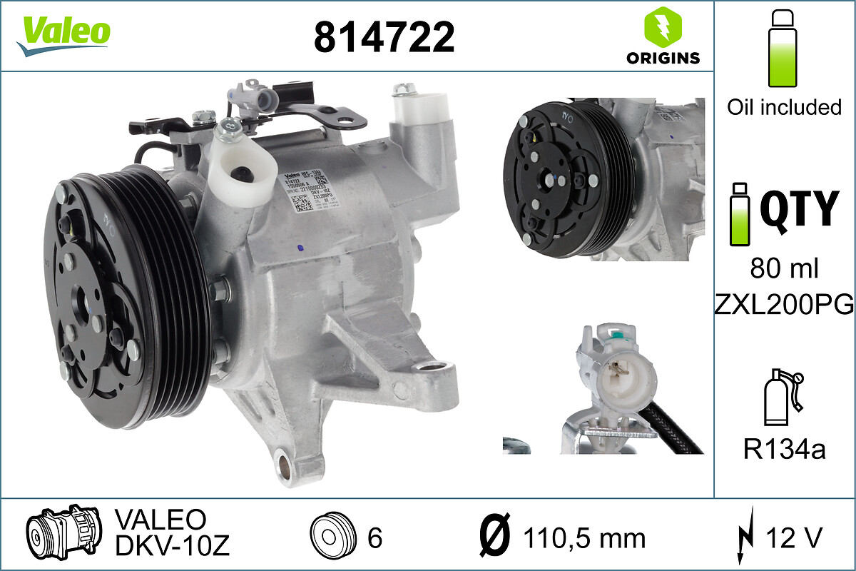 VALEO Kompressor, klimaanlæg 814722 for SUBARU