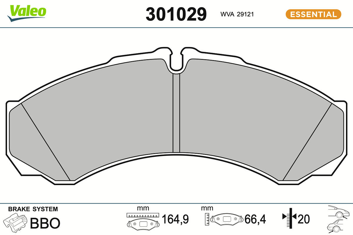 VALEO Bremseklodser 301029 for IVECO RENAULT TRUCKS