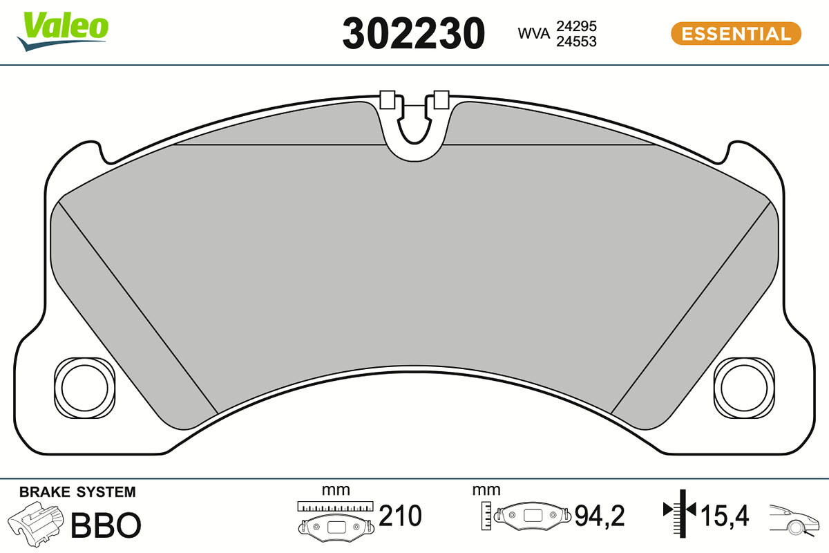 VALEO Bremseklodser 302230 foraksel for PORSCHE VW