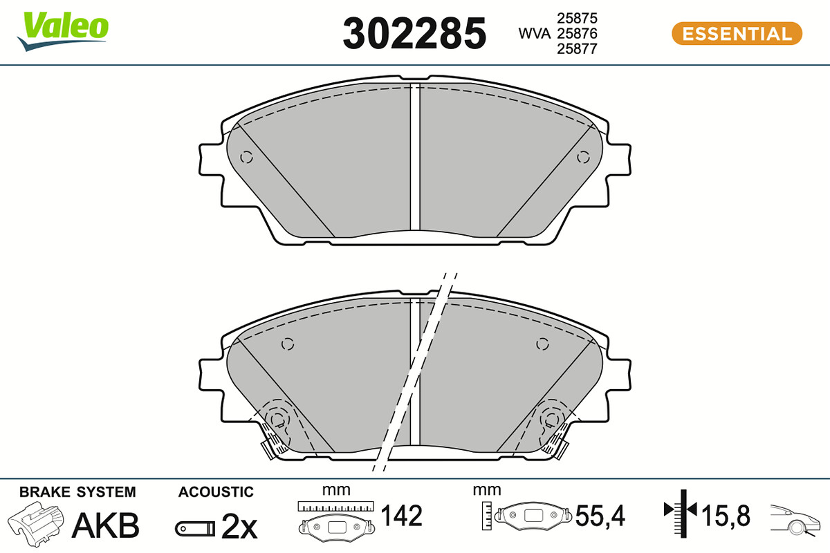VALEO Bremseklodser 302285 foraksel for MAZDA MAZDA (CHANGAN)