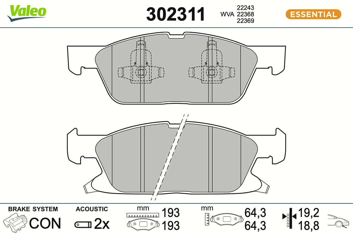 VALEO Bremseklodser 302311 foraksel for FORD USA FORD (CHANGAN)