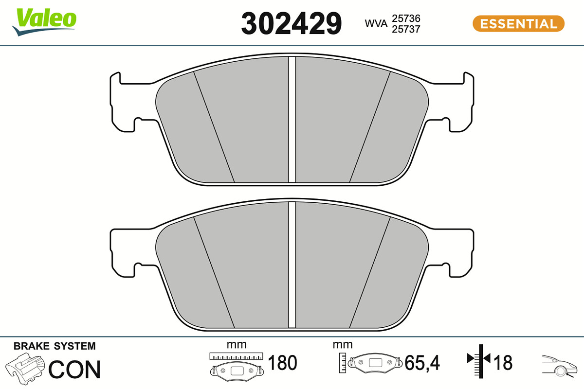 VALEO Bremseklodser 302429 foraksel for FORD FORD ASIA & OCEANIA FORD (CHANGAN)