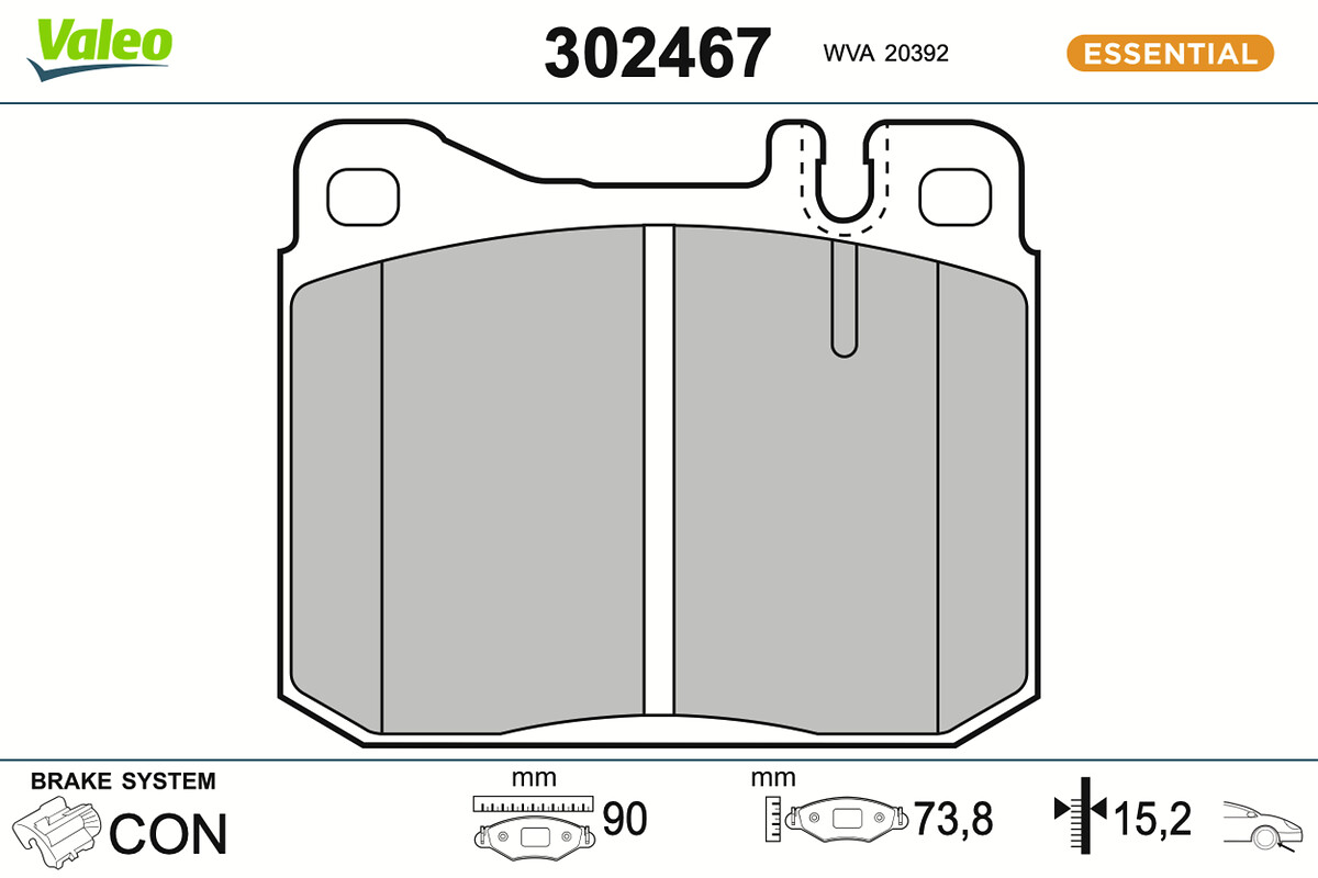 VALEO Bremseklodser 302467 foraksel for MERCEDES-BENZ