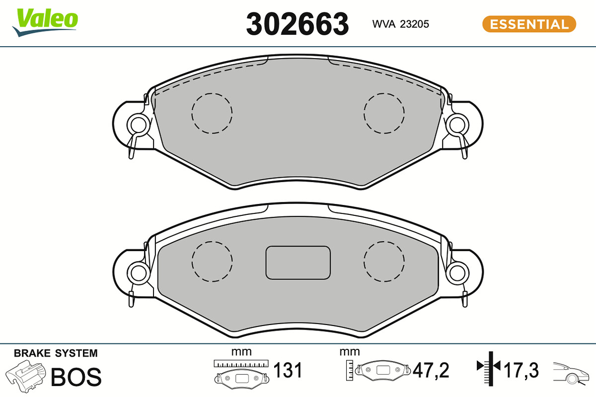 VALEO Bremseklodser 302663 foraksel for PEUGEOT